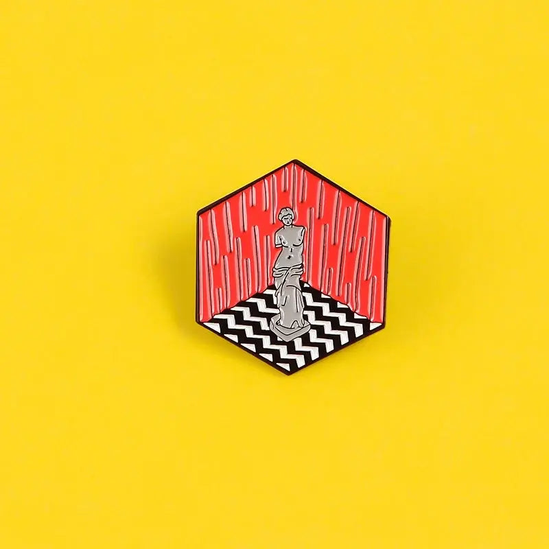 Twin peaks Venus Art Statue Enamel pin Hexagon Brooch Custom Alloy Badge Backpack Lapel Pins Fashion Art Jewelry for Women Gift SS69