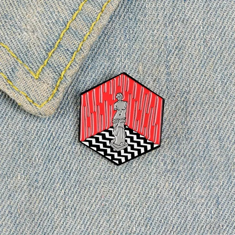 Twin peaks Venus Art Statue Enamel pin Hexagon Brooch Custom Alloy Badge Backpack Lapel Pins Fashion Art Jewelry for Women Gift SS69