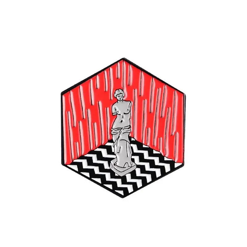 Twin peaks Venus Art Statue Enamel pin Hexagon Brooch Custom Alloy Badge Backpack Lapel Pins Fashion Art Jewelry for Women Gift SS69 5.69 CC1463