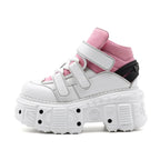 U-Double Y2K Gothic Punk Style Women's Sneakers - Fashionable Mid-Calf Platform Boots with Round Toe, EVA Sole & Hook-and-loop Fastener Closure, Thick Sole, Rock Shoes SS69