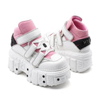 U-Double Y2K Gothic Punk Style Women's Sneakers - Fashionable Mid-Calf Platform Boots with Round Toe, EVA Sole & Hook-and-loop Fastener Closure, Thick Sole, Rock Shoes SS69 71.69 Pink / EU 42