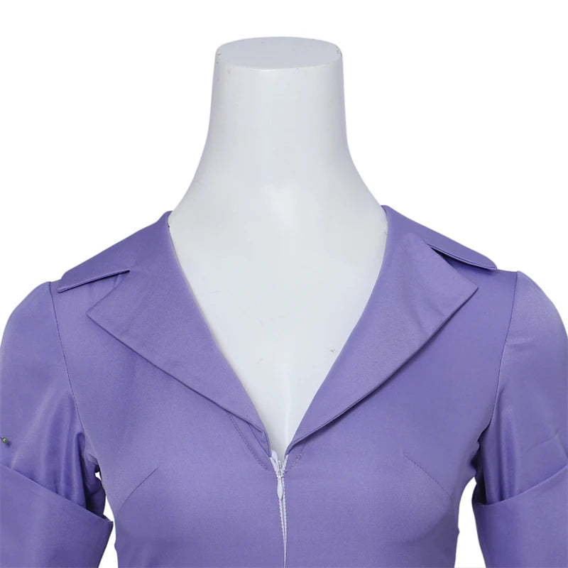 Chip Dale Animation Gadget Hackwrench Cosplay Blue-Magenta Bodysuit with Purple Belt Women's Costume Casual Jumpsuit SS69