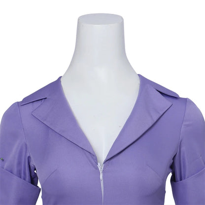 Chip Dale Animation Gadget Hackwrench Cosplay Blue-Magenta Bodysuit with Purple Belt Women's Costume Casual Jumpsuit SS69