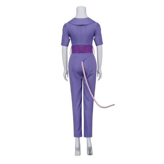 Chip Dale Animation Gadget Hackwrench Cosplay Blue-Magenta Bodysuit with Purple Belt Women's Costume Casual Jumpsuit SS69