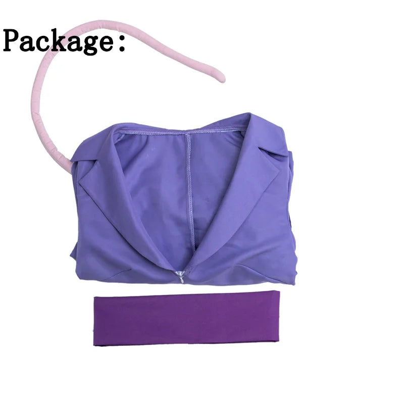 Chip Dale Animation Gadget Hackwrench Cosplay Blue-Magenta Bodysuit with Purple Belt Women's Costume Casual Jumpsuit SS69