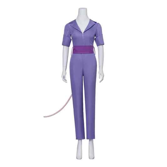 Chip Dale Animation Gadget Hackwrench Cosplay Blue-Magenta Bodysuit with Purple Belt Women's Costume Casual Jumpsuit SS69