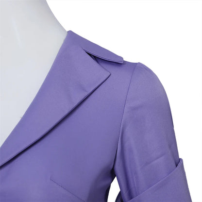 Chip Dale Animation Gadget Hackwrench Cosplay Blue-Magenta Bodysuit with Purple Belt Women's Costume Casual Jumpsuit SS69