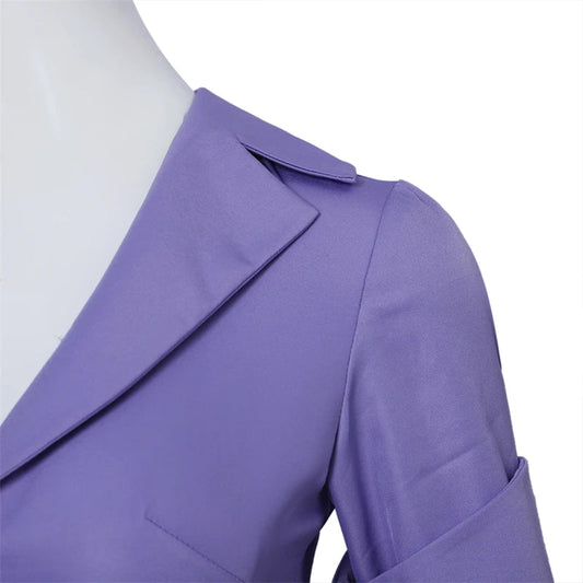 Chip Dale Animation Gadget Hackwrench Cosplay Blue-Magenta Bodysuit with Purple Belt Women's Costume Casual Jumpsuit SS69