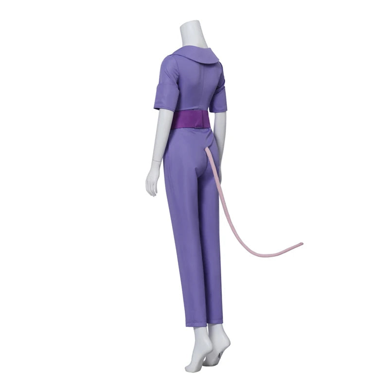 Chip Dale Animation Gadget Hackwrench Cosplay Blue-Magenta Bodysuit with Purple Belt Women's Costume Casual Jumpsuit SS69