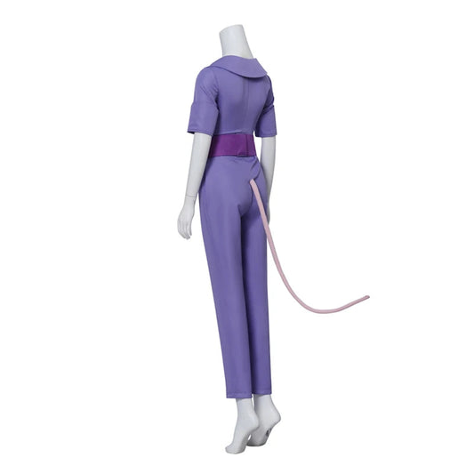 Chip Dale Animation Gadget Hackwrench Cosplay Blue-Magenta Bodysuit with Purple Belt Women's Costume Casual Jumpsuit SS69