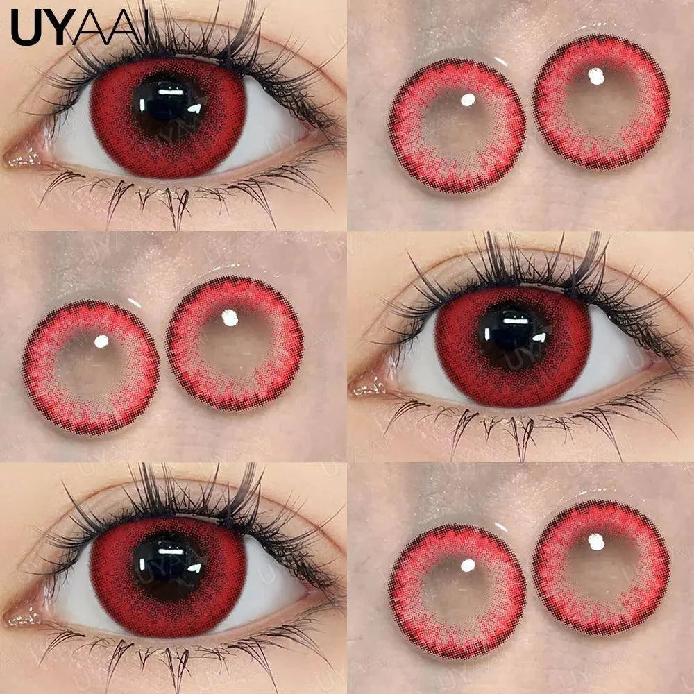 UYAAI Halloween Cosplay Color Contact Lenses Cosplay Lens Anime Red Lenses Girl Tears Graduated Colored Lenses Makeup Eye Len - SS69