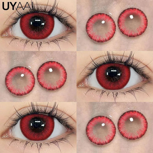 UYAAI Halloween Cosplay Color Contact Lenses Cosplay Lens Anime Red Lenses Girl Tears Graduated Colored Lenses Makeup Eye Len - SS69