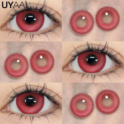 UYAAI Halloween Cosplay Color Contact Lenses Cosplay Lens Anime Red Lenses Girl Tears Graduated Colored Lenses Makeup Eye Len - SS69