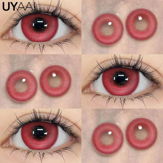 UYAAI Halloween Cosplay Color Contact Lenses Cosplay Lens Anime Red Lenses Girl Tears Graduated Colored Lenses Makeup Eye Len - SS69