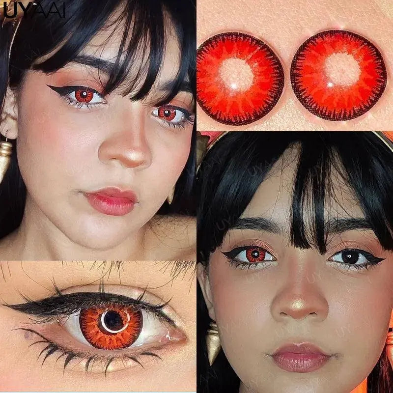 UYAAI Halloween Cosplay Color Contact Lenses Cosplay Lens Anime Red Lenses Girl Tears Graduated Colored Lenses Makeup Eye Len - SS69