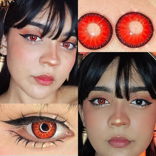 UYAAI Halloween Cosplay Color Contact Lenses Cosplay Lens Anime Red Lenses Girl Tears Graduated Colored Lenses Makeup Eye Len - SS69