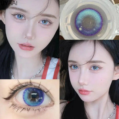 UYAAI Halloween Cosplay Color Contact Lenses Cosplay Lens Anime Red Lenses Girl Tears Graduated Colored Lenses Makeup Eye Len - SS69