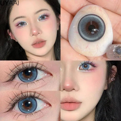 UYAAI Halloween Cosplay Color Contact Lenses Cosplay Lens Anime Red Lenses Girl Tears Graduated Colored Lenses Makeup Eye Len - SS69