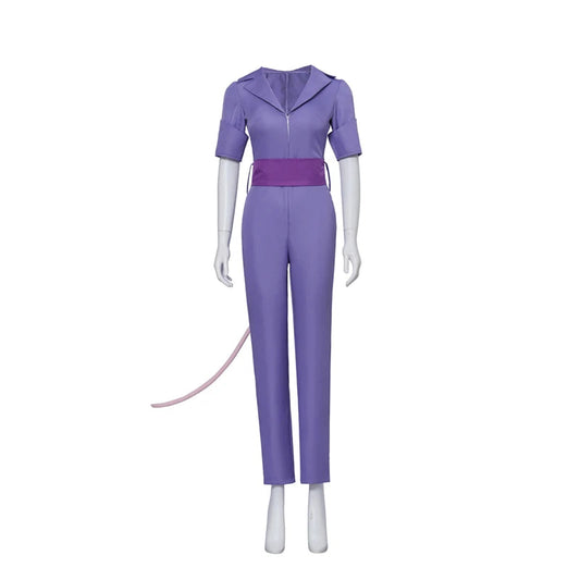 Chip Dale Animation Gadget Hackwrench Cosplay Blue-Magenta Bodysuit with Purple Belt Women's Costume Casual Jumpsuit SS69