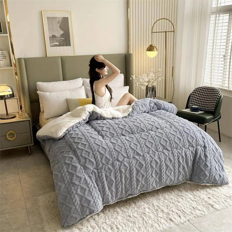 Ultra-Soft Taffeta Throw Blanket - Thick, Warm & Cozy for Winter | Machine Washable, Durable Polyester | Perfect for Bedroom & Guest Room SS69 74.69 grey / 240cm*220cm