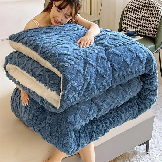 Ultra-Soft Taffeta Throw Blanket - Thick, Warm & Cozy for Winter | Machine Washable, Durable Polyester | Perfect for Bedroom & Guest Room SS69 52.69 Blue / 203cm*229cm