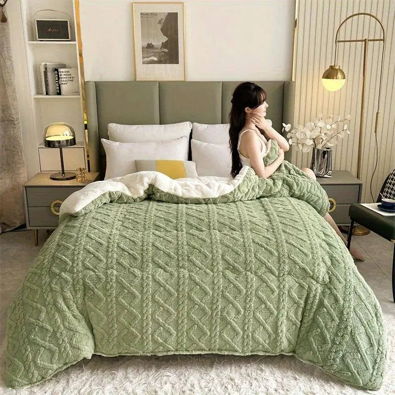 Ultra-Soft Taffeta Throw Blanket - Thick, Warm & Cozy for Winter | Machine Washable, Durable Polyester | Perfect for Bedroom & Guest Room SS69 74.69 Bright Green / 240cm*220cm