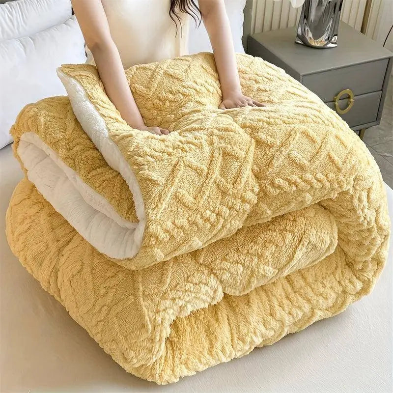 Ultra-Soft Taffeta Throw Blanket - Thick, Warm & Cozy for Winter | Machine Washable, Durable Polyester | Perfect for Bedroom & Guest Room SS69 74.69 Lemon Yellow / 240cm*220cm