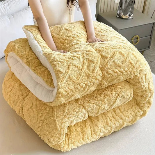 Ultra-Soft Taffeta Throw Blanket - Thick, Warm & Cozy for Winter | Machine Washable, Durable Polyester | Perfect for Bedroom & Guest Room SS69 74.69 Lemon Yellow / 240cm*220cm