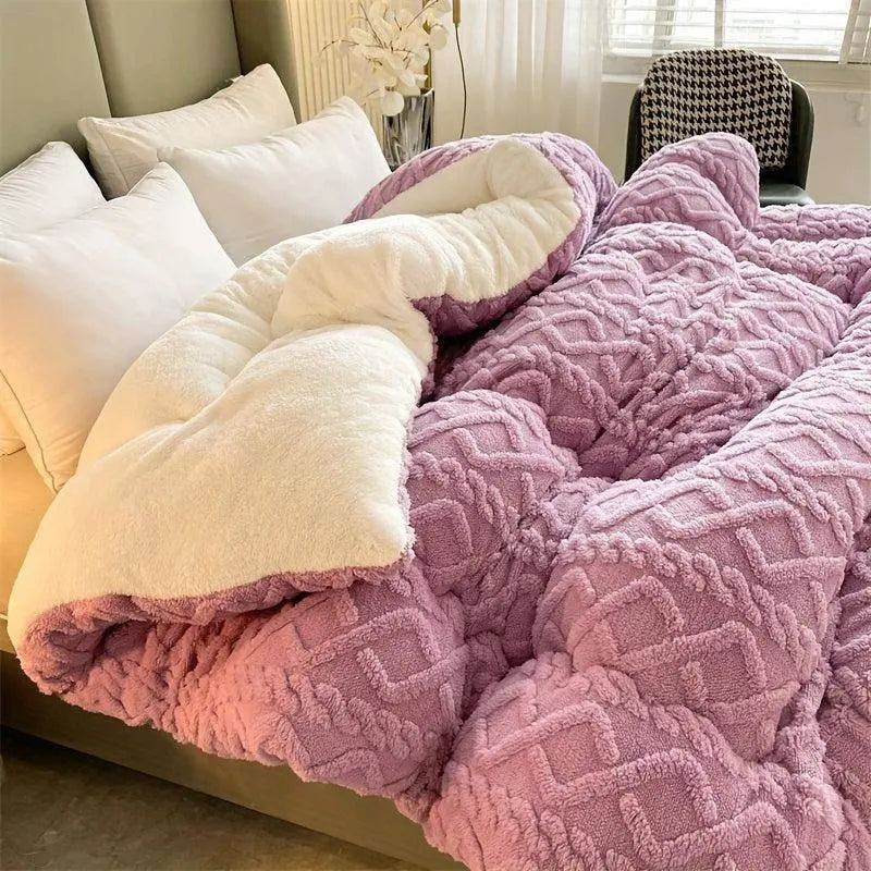 Ultra-Soft Taffeta Throw Blanket - Thick, Warm & Cozy for Winter | Machine Washable, Durable Polyester | Perfect for Bedroom & Guest Room SS69 120.69 Purple / 240cm*220cm