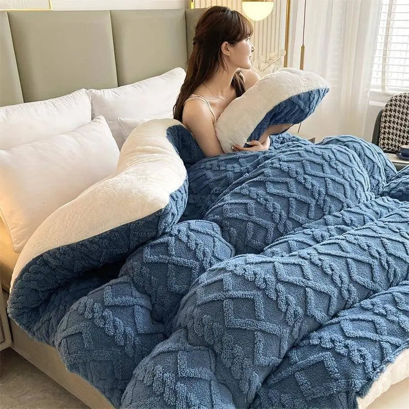 Ultra-Soft Taffeta Throw Blanket - Thick, Warm & Cozy for Winter | Machine Washable, Durable Polyester | Perfect for Bedroom & Guest Room SS69 120.69 Blue / 240cm*220cm
