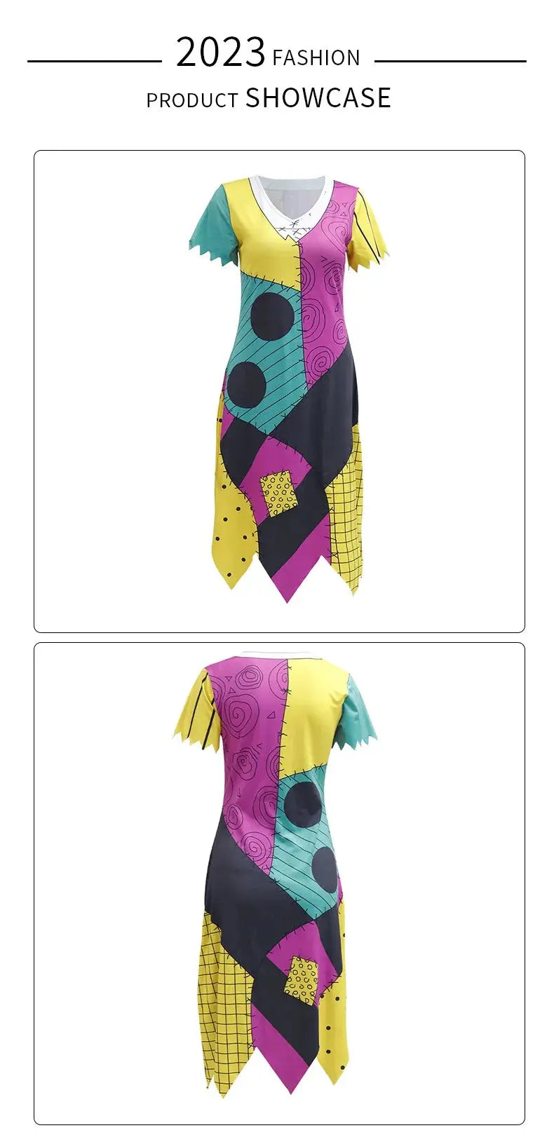 VIP FASHION Sally Halloween Cosplay Dress Women Funny Party Costume Horro Zentai Catsuit Sleeveless Dresses Girls Sexy Leggings - SS69