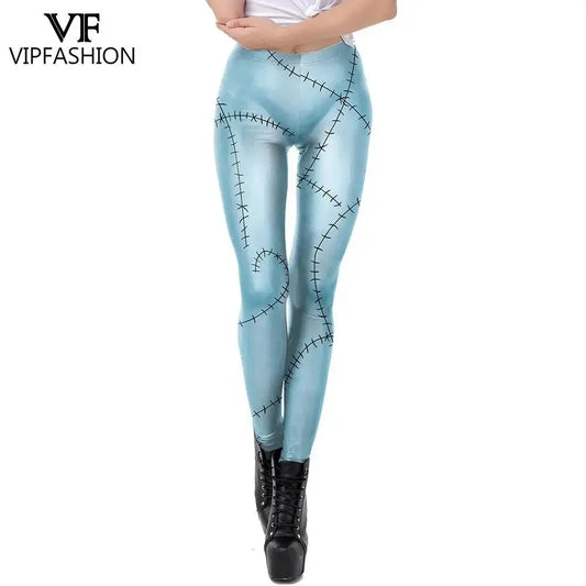 VIP FASHION Sally Halloween Cosplay Dress Women Funny Party Costume Horro Zentai Catsuit Sleeveless Dresses Girls Sexy Leggings - SS69