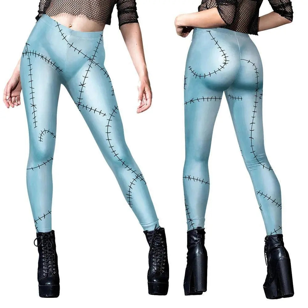 VIP FASHION Sally Halloween Cosplay Dress Women Funny Party Costume Horro Zentai Catsuit Sleeveless Dresses Girls Sexy Leggings - SS69