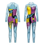 VIP FASHION Sally Halloween Cosplay Dress Women Funny Party Costume Horro Zentai Catsuit Sleeveless Dresses Girls Sexy Leggings - SS69