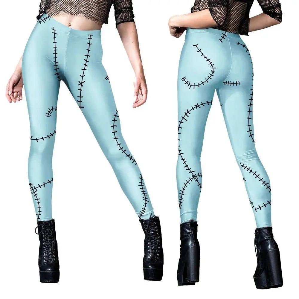 VIP FASHION Sally Halloween Cosplay Dress Women Funny Party Costume Horro Zentai Catsuit Sleeveless Dresses Girls Sexy Leggings - SS69
