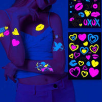 Valentine's Day Fluorescent Skin Face Tattoos Temporary Tattoos Waterproof arm and shoulder tattoos Music Concert Bar tattoo SS69