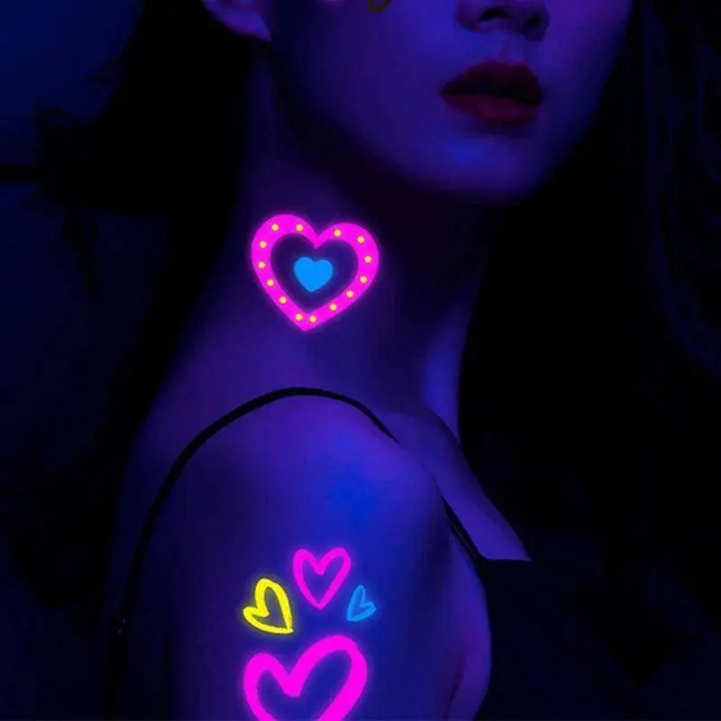 Valentine's Day Fluorescent Skin Face Tattoos Temporary Tattoos Waterproof arm and shoulder tattoos Music Concert Bar tattoo SS69