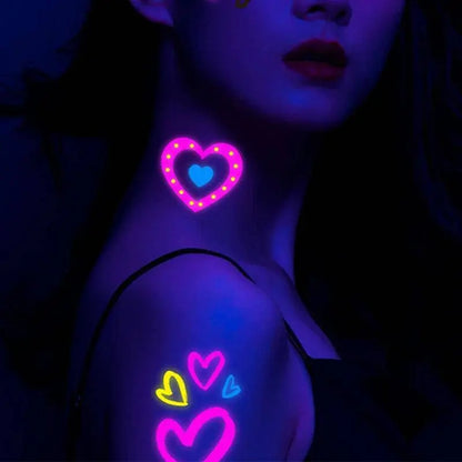 Valentine's Day Fluorescent Skin Face Tattoos Temporary Tattoos Waterproof arm and shoulder tattoos Music Concert Bar tattoo SS69