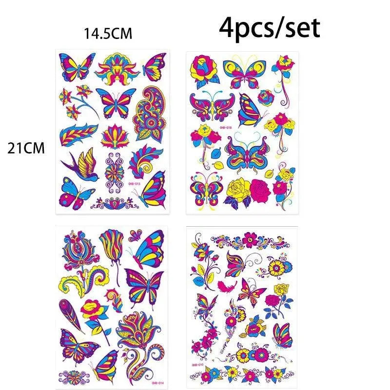 Valentine's Day Fluorescent Skin Face Tattoos Temporary Tattoos Waterproof arm and shoulder tattoos Music Concert Bar tattoo SS69