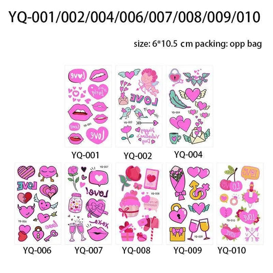 Valentine's Day Fluorescent Skin Face Tattoos Temporary Tattoos Waterproof arm and shoulder tattoos Music Concert Bar tattoo SS69