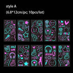 Valentine's Day Fluorescent Skin Face Tattoos Temporary Tattoos Waterproof arm and shoulder tattoos Music Concert Bar tattoo SS69