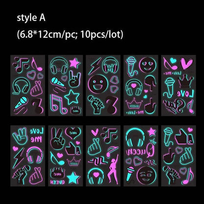 Valentine's Day Fluorescent Skin Face Tattoos Temporary Tattoos Waterproof arm and shoulder tattoos Music Concert Bar tattoo SS69