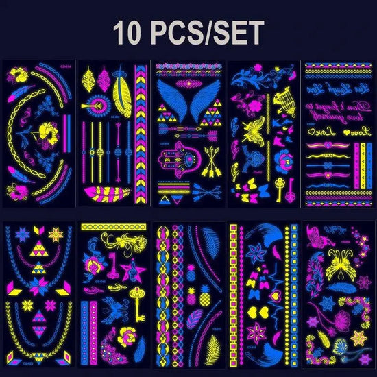 Valentine's Day Fluorescent Skin Face Tattoos Temporary Tattoos Waterproof arm and shoulder tattoos Music Concert Bar tattoo SS69