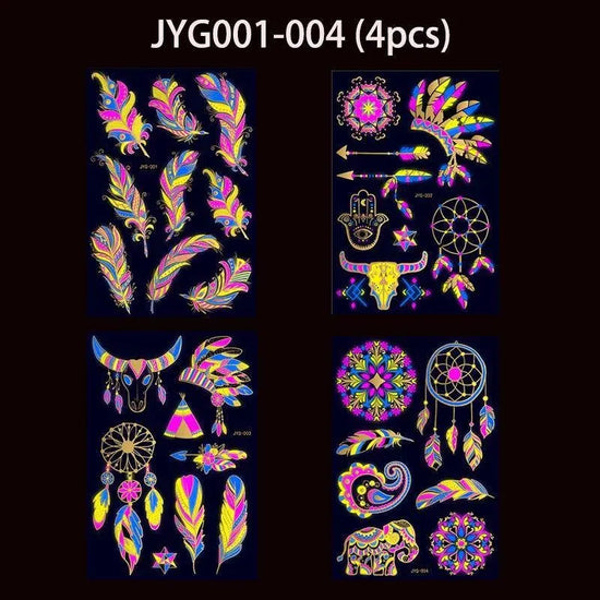 Valentine's Day Fluorescent Skin Face Tattoos Temporary Tattoos Waterproof arm and shoulder tattoos Music Concert Bar tattoo SS69