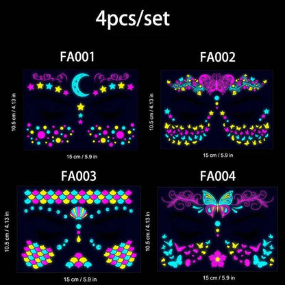 Valentine's Day Fluorescent Skin Face Tattoos Temporary Tattoos Waterproof arm and shoulder tattoos Music Concert Bar tattoo SS69