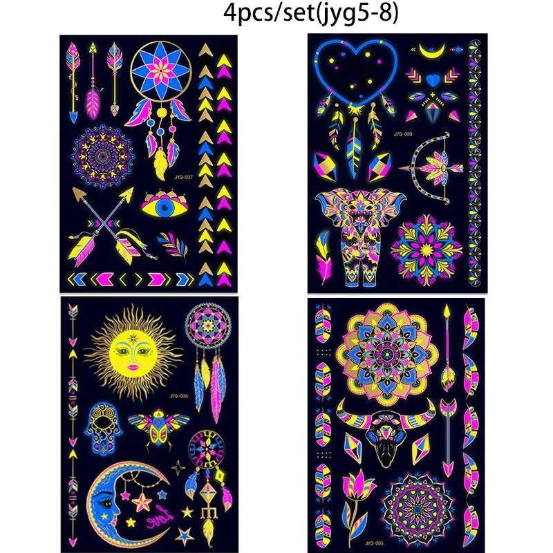 Valentine's Day Fluorescent Skin Face Tattoos Temporary Tattoos Waterproof arm and shoulder tattoos Music Concert Bar tattoo SS69