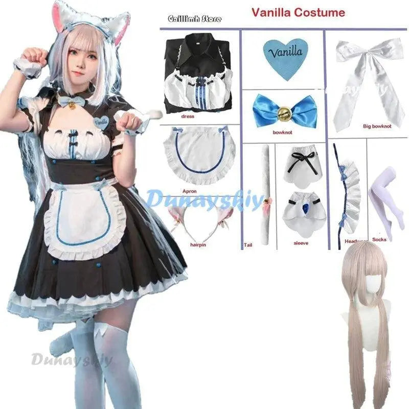 Vanilla Cosplay Costume In Stock Maid Dress Maid Outfit NEKOPARA Chocola Vanilla OVA Maid Game Uniform Cat Neko Girl Women - SS69