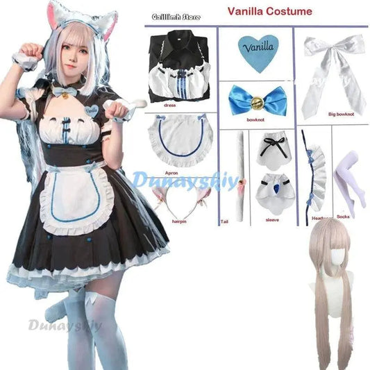 Vanilla Cosplay Costume In Stock Maid Dress Maid Outfit NEKOPARA Chocola Vanilla OVA Maid Game Uniform Cat Neko Girl Women - SS69