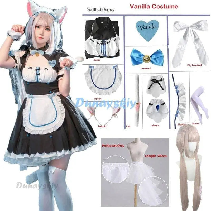 Vanilla Cosplay Costume In Stock Maid Dress Maid Outfit NEKOPARA Chocola Vanilla OVA Maid Game Uniform Cat Neko Girl Women - SS69
