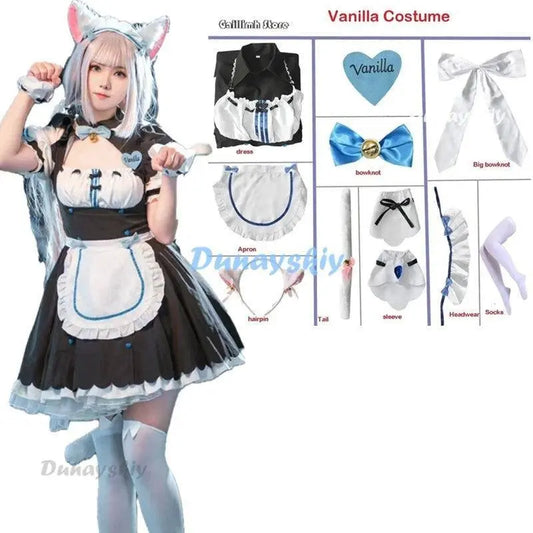 Vanilla Cosplay Costume In Stock Maid Dress Maid Outfit NEKOPARA Chocola Vanilla OVA Maid Game Uniform Cat Neko Girl Women - SS69